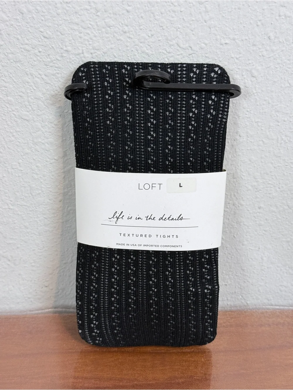LOFT Black Textured Tights L NIP